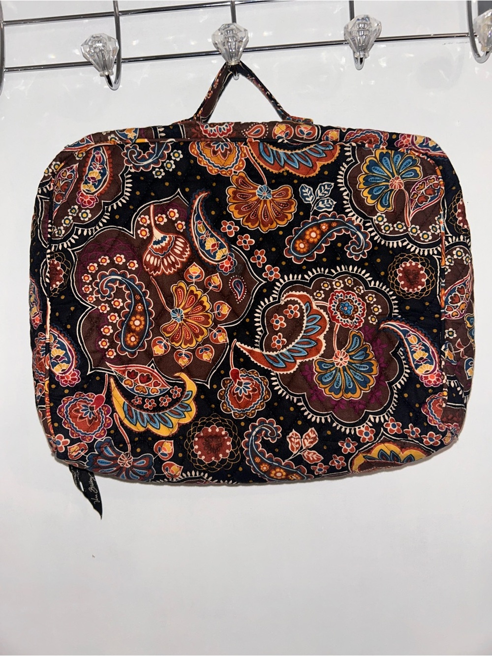 Quilted Paisley Laptop Case/ Travel Bag - Black/Brown - Picture 2 of 4